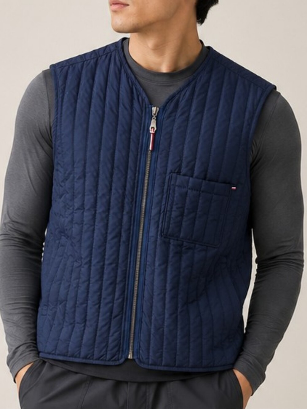 Dewberry Quilted Vest Navy Blue Men's Large Gorpcore Lightweight Zip Up Gilet